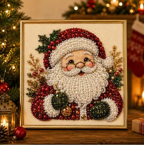 DIY Christmas Pearl Diamond Painting Kit - Creative Handcraft Set for Household Leisure, Decorative Art Projects