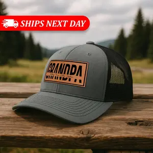 Custom Grandpa Patch Hat - Personalized with Grandkids' Names - Engraved Leather Patch Snapback - 70th Birthday & Father’s Day Gift for Grandpa