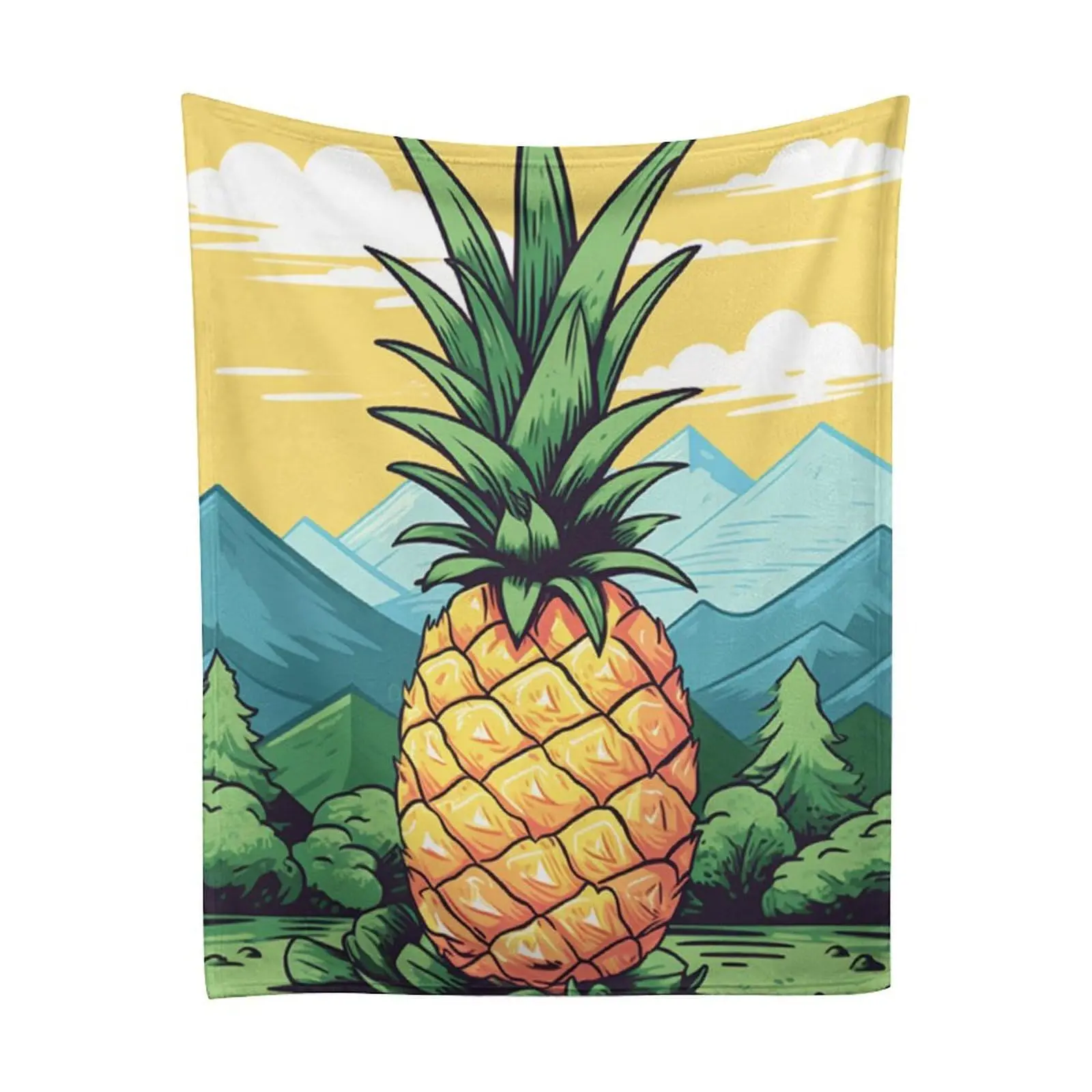 Flannel Blanket Mountain Big Pineapple Lightweight Cozy Bed Blanket Soft Throw Blanket for All Season 60x80
