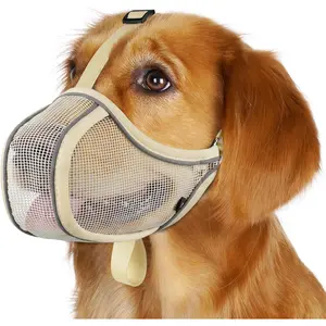 Breathable Mesh Dog Muzzle, Reflective Adjustable Design, Stops Biting and Scavenging, Practical Mouth Guard for Small & Medium Dogs