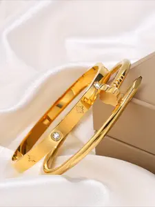 Simple and luxurious design nail   embossed bracelet series set; stainless steel jewelry; gift jewelry for men and women; couple gift; daily wear