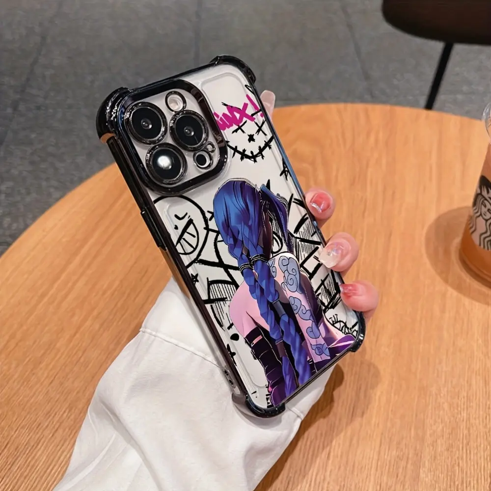 Jinx's Transparent Soft Back Animal-Themed Smartphone Case - Handheld Cellphone Protection for iPhone 17,16,15,14,13,12,11,Pro,Max,Air - Fall-Resistant Mobile Accessory, Resistance