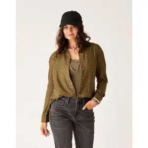Nadia Twill Shirt: Fir Crosshatch