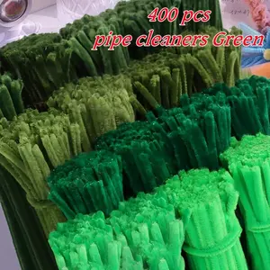 400pcs Flexible Green Chenille Pipe Cleaners, Assorted Green Pipe Cleaners, Versatile Chenille Stems, Easy Twist & Bend, DIY Handmade Crafts For Tulip Flowers, Leaves, Animals, Christmas Tree, Mother's Day Gifts, And Creative Projects - Perfect For Arts A