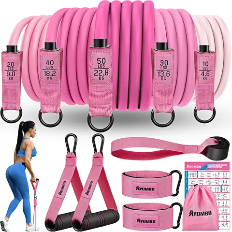 Fabric Resistance Bands with Handles - Women’s Workout Sets, Grip Exercise & Glute Toning Resistance Bands, Hand Grip & Arm Workout Gear, Portable Home Gym Kit with Straps, Door Anchor, Ankle Straps, Outdoor Use, Sohochic