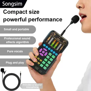 New Portable Digital Sound Card, Rich Audio Adjustment, Multiple Sound Effects, Plug-And-Play, Professional Live Streaming, Singing, Recording