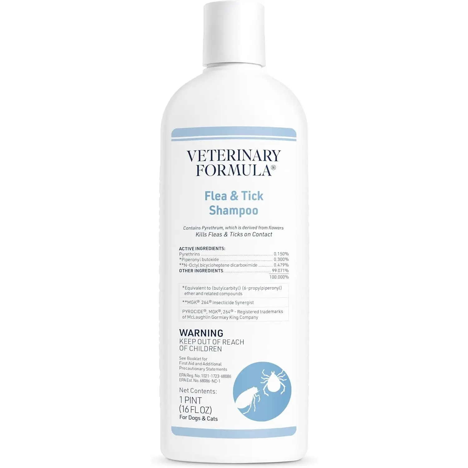 Veterinary Formula Flea & Tick Shampoo for Dogs and Cats, 16 oz