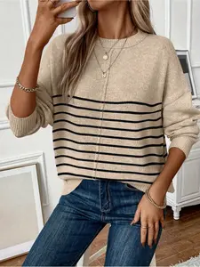 SHEER US Fall Winter Casual Womenswear  - 2026 New stripe sweaters for women Knitwear Longsleeves Striped