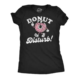 Womens Funny T Shirts Donut Disturb Sarcastic Donuts Graphic Novelty Tee for Ladies Funny Womens T Shirts Cute Vintage Fashion Casual Ladies T-Shirt Gift Funny Food Top Women's Novelty Tees Black -