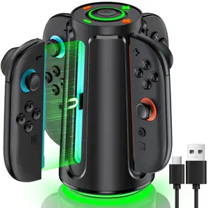 Magnetic Charging Dock Compatible with Nintendo Switch 2 for Joy Con - Model 2025 Joycon Charging Dock with 7 Cool Dynamic Light/LED Indicator/3H Fast Charge/Charging Cable