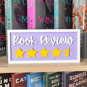 3D Printed Book Review Sign  Adjustable Stars for Ratings | BookTok Photo Prop