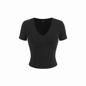 Cider V-neck Solid Short Sleeve Active Top SwimWeek SummerWins