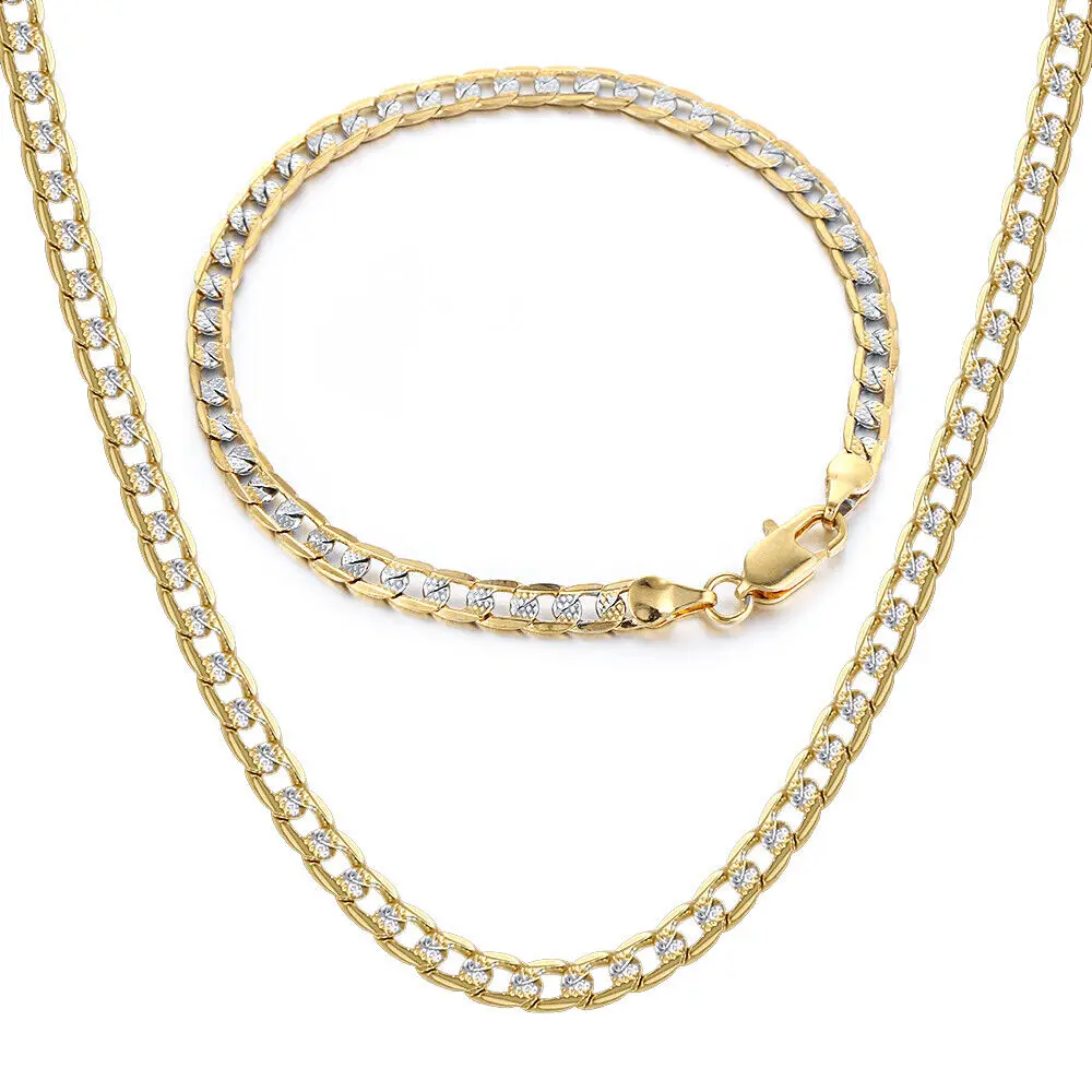 4mm Flat Hammered Curb Cuban Necklace For Men Women  Link Chain - Fashion Jewelry Chains with Stylish Design - Perfect for Everyday Wear