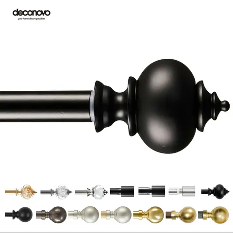 Deconovo Solid Stainless Steel Adjustable Straight Curtain Rod Set - 48-84 in Extension, Sag-Resistant Hold, Decorative Finials, Sleek Curtain Rod Style for Modern Home & Most Window/Shower Use