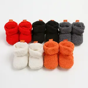 CPZVUCAK Infant Baby Boy Girl Cozy Fleece Bootie Newborn Stay On Slipper Winter Warm Gripper Non-Slip Crib Shoes Lining Comfortable First Walkers