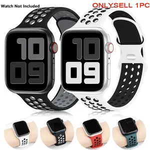 Breathable Hole Sports Silicone Watch Band, Soft Watch Band for Apple Watch Band 44mm 49mm 45mm 40mm 41mm 38mm 42mm 46mm, iWatch Series 8 SE 7 6 5 9 10 Ultra, Wearable, Smart Watch Strap