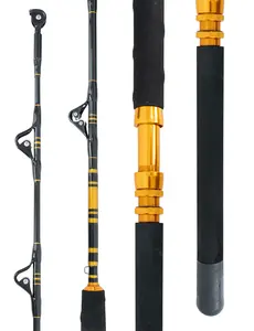 BLUEWING 6'0" Classic Trolling Fishing Rod 1pc Fiberglass Trolling Fishing Rod with Full Stainless Steel Roller Guides Moderate Fast Action Multiple Max Drag Options, 30-50lbs/50-80lbs/80-130lbs