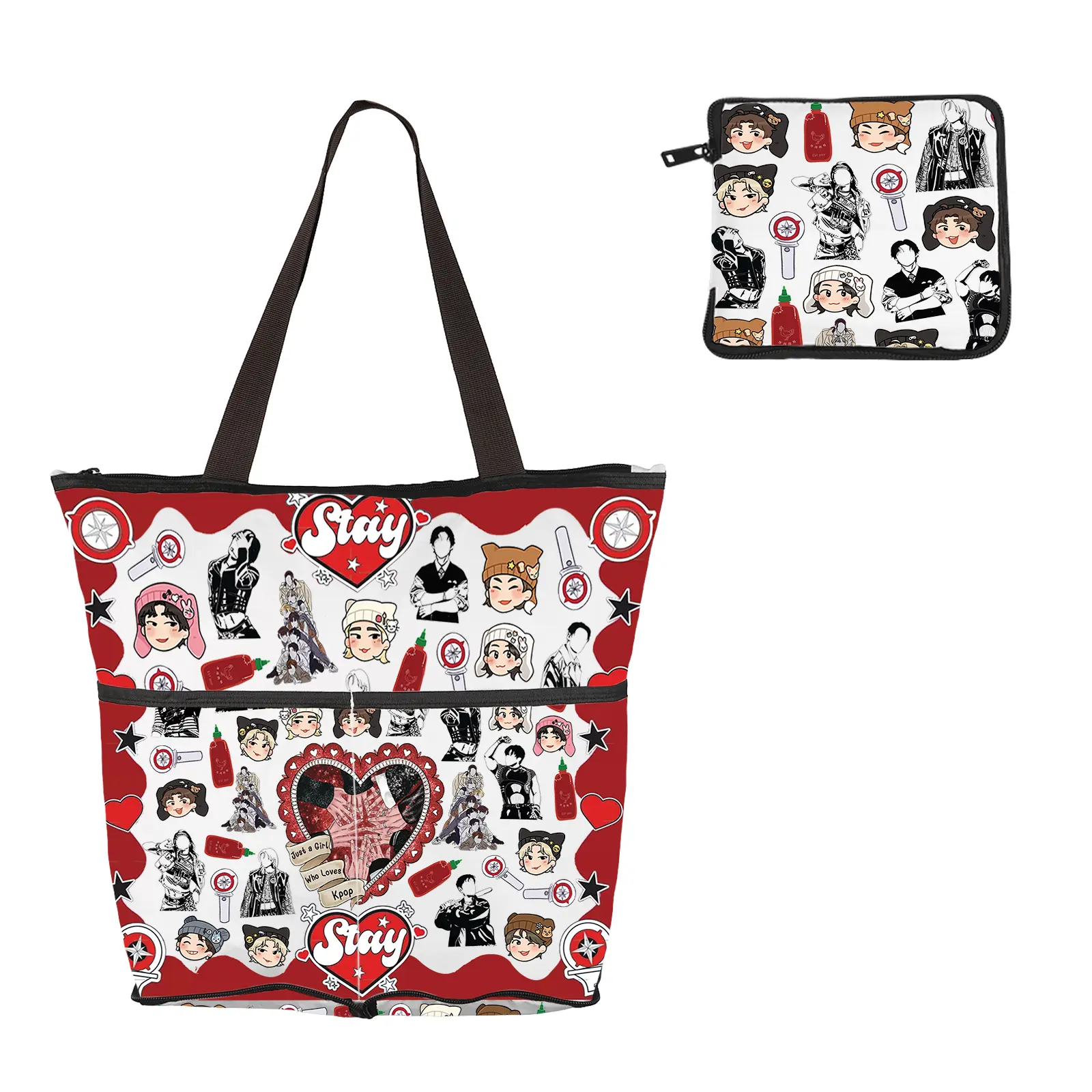 Stay Foldable Shopping Bag K-POP Boy Group Gift Idol Fans Foldable Shoulder Bag K-POP Fans Reusable Bag K-POP Music Lover Merch