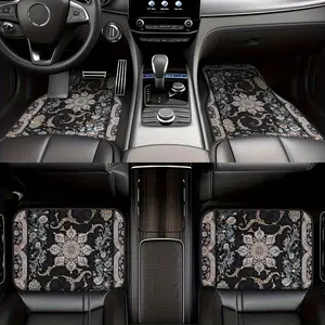 4pcs Universal Bohemian Style Car Floor Mats, Polyester Carpet Set for Front and Rear Seats, Interior Accessories, Car Interior Accessory