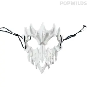 Halloween Half Face Demon Mask for Cosplay, Japanese Tengu & Werewolf Style Costume Prop, Vintage Oni Fox Warrior Mask for Parties, Photoshoots, Streaming, Festivals & Themed Events, Lightweight Decorative Face Cover Accessory