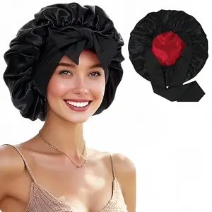 Large Double-Layer Satin Sleep Bonnet for Women, Double Layer Soft Breathable Adjustable Night Cap, Sleeping Bonnet, Heatless Hair Care and Styling Bonnet for Braids Curly Hair