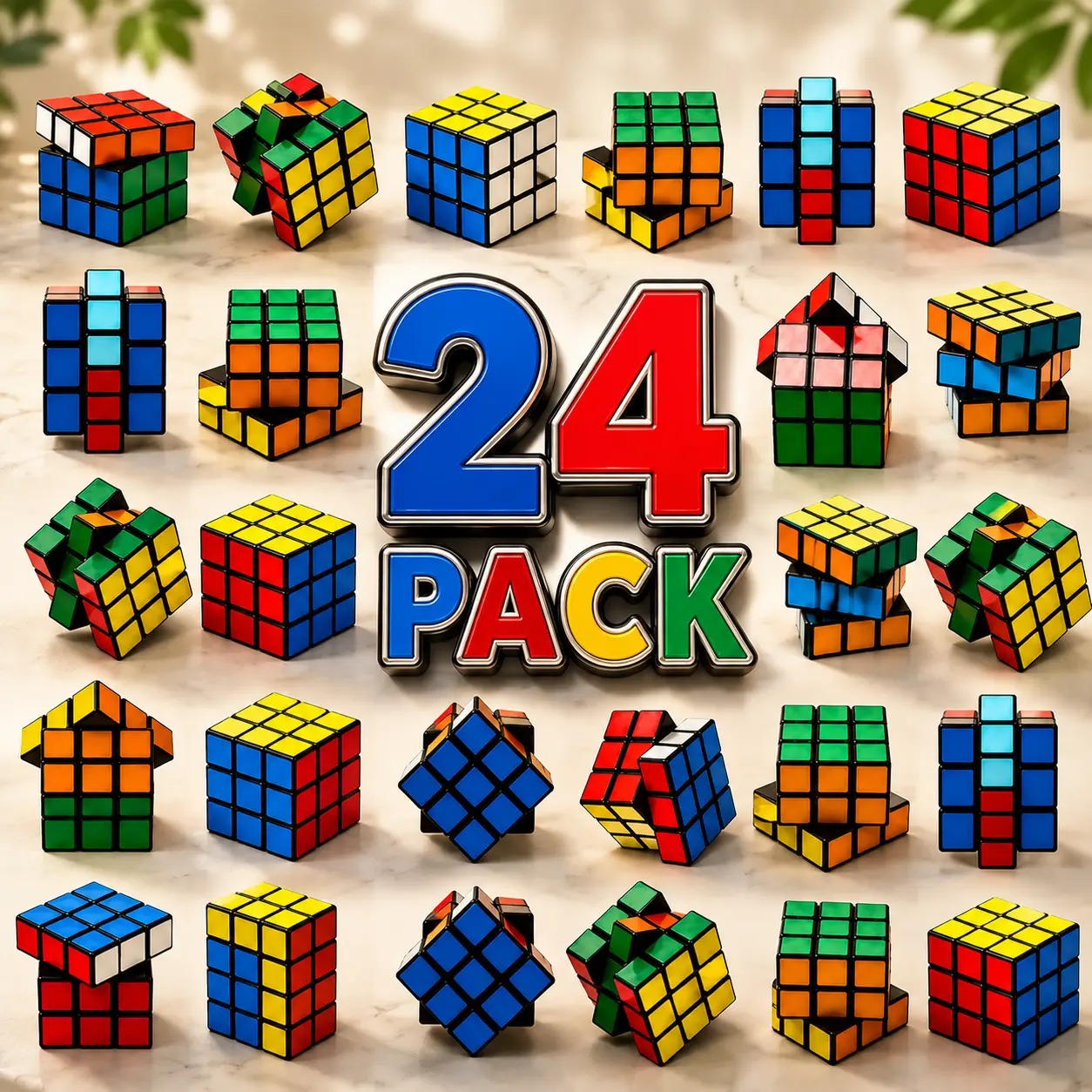 24 Pack Mini Cube Bulk, 1.18 Inch 3x3x3 Small Puzzle Cubes Set, Birthday Party Favors, Classroom Rewards Prizes, Stocking Stuffers, Easter Basket Fillers for Kids