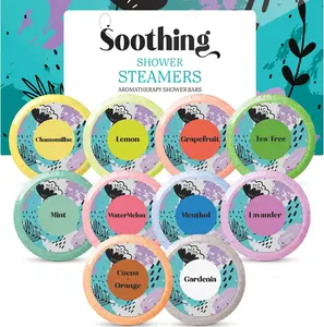 Aromatherapy Shower Steamers Gifts for Mothers Day - Pack of 10 Shower Bombs with Essential Oils | Shower Bomb for Relaxation Bath | Relaxation Shower Tablets Home SPA for Women Who Has Everything