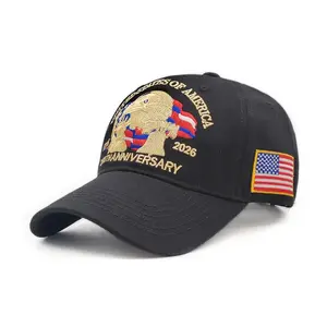 Patriotic 2026 USA 250th Anniversary Baseball Cap - Embroidered Eagle American Flag Hat, 100% Cotton Breathable Sun Cap for Men & Women