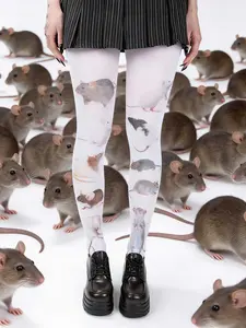 Cute Mouse Print Socks, Animal Socks, Kawaii Style Casual Over-The-Knee High Stockings, Y2K Role-Playing Fitted Socks for Women, Emo Fashion, Womenswear