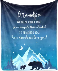 Grandpa Gifts Blanket 60"x50", Gifts for Grandpa from Granddaughter Grandson, Grandpa Gifts from Grandchildren, Best Granddad Gifts, Great Grandfather Gifts Ideas Throw Blankets