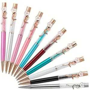 metallic Quicksand Pen, 2 Counts/set 1.0mm Flower Decoration Pen, metallic Rhinestone Pen, Suitable for Office School, Rollerball Pen
