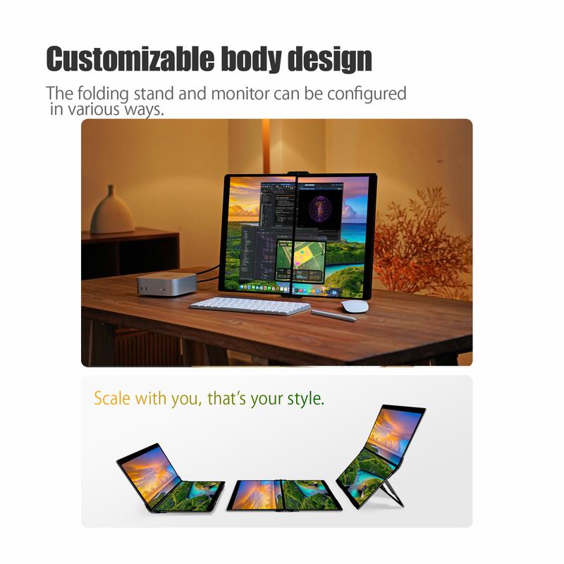 EHOMEWEI X2 Air extra Dual monitor 14.2“2.8K IPS 90Hz 400Nit 100% sRGB Full Metal Body with Kick Stand Ultra Slim, Stylus & Touch for Office, For Laptop PC Mac XBox Sitch2 PS Dual Speaker High-Definition Touchscreen