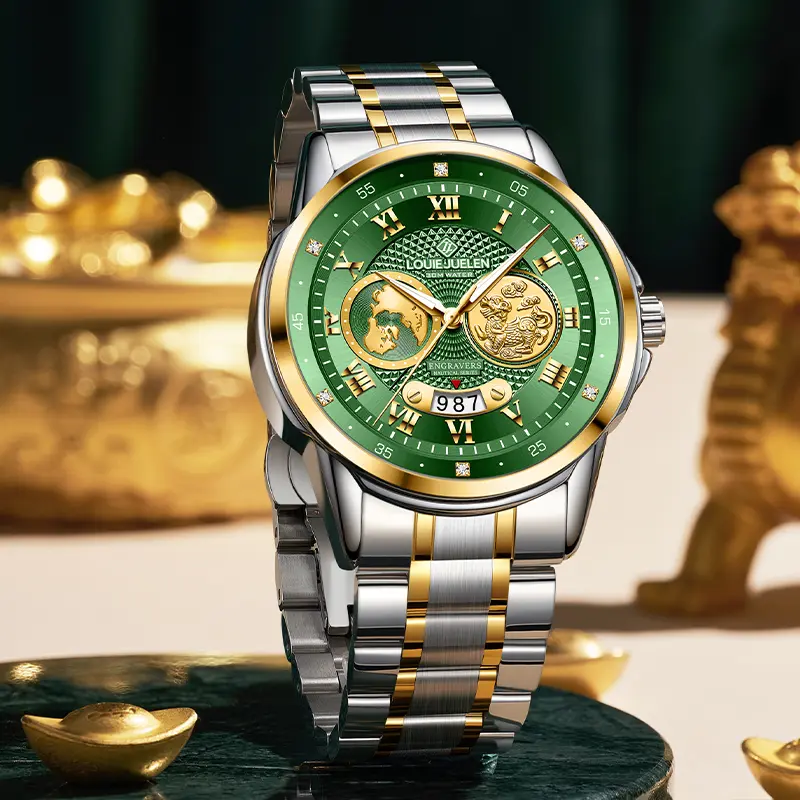 Louie Juelen Swiss Luxury Men's Watch 42 mm Green Dial with Dual