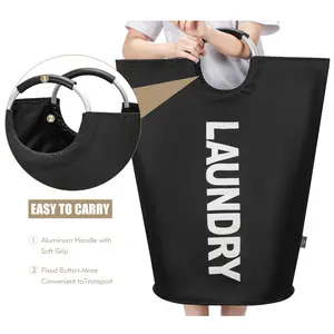 90L Oversized Foldable Dirty Laundry Storage Bag Durable 600D Oxford Cloth Water Proof Anti Breaking Reinforced Border Portable Storage Pouch For Dormitory Apartment Moving House Laundry Basket Replacement Home Essentials