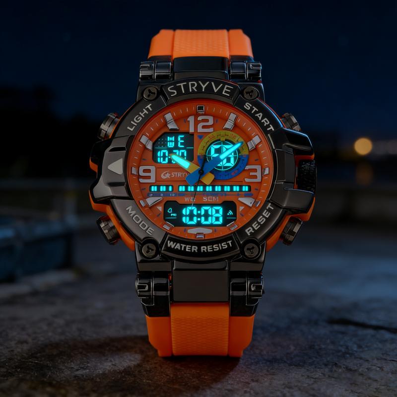 Men's Tactical Military Watches for Men Sports Outdoor Watch 55mm Large Face 50M Waterproof Date Multi Function LED Alarm Rugged Wristwatch for Training Hiking Adventure