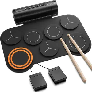 Drum Set, 7 Pads Electric Drum Pad Roll Up Quiet Drum Pad Built-in Speaker, 40 Drum Lessons Included,  Holiday Christmas & Birthday  Instrument Toys(DED-20)