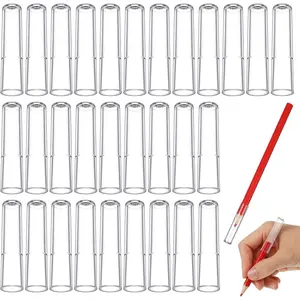30 count Pencil Tip Protector Cover, Plastic Pencil Caps, Clear Pencil Toppers Pencil Extender for Wooden Pencils Extender Holders Stationery Accessories for Classroom Student School Office