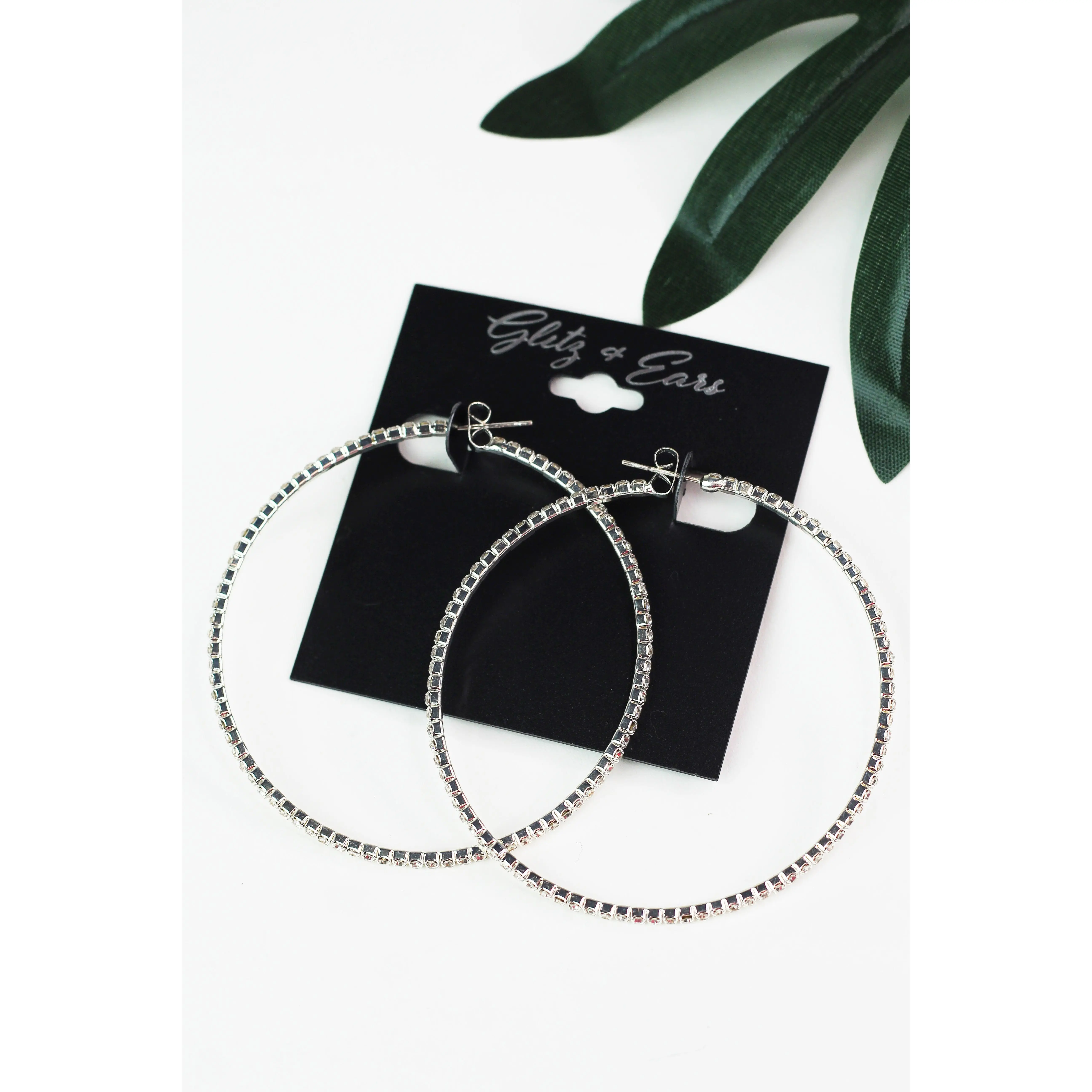 Large Outside Rhinestone Hoop Earrings