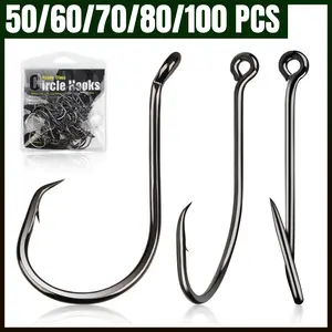 Circle Hooks for Catfish 2X Strong 100PCS Octopus Hooks Saltwater & Freshwater Size 1/0-8/0 Fishing Accessories Kit for Novice & Experienced Anglers