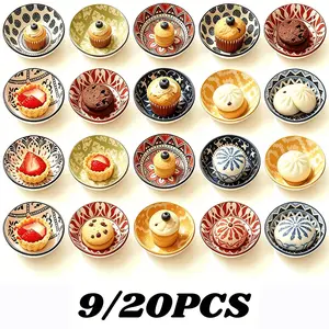 9/20 Bohemian Style Ceramic Seasoning Plates, Suitable for Home Kitchens, Restaurants, Sushi Bars, Parties, Cold Dishes, Hot Pot, Barbecue, Picnics, Camping, Kitchen Utensils, Ceramic Small Plates, Circular Plates, Holiday Gifts, Gifts