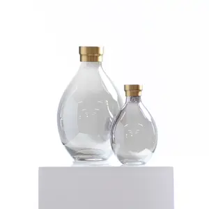 Smoke Glass Teardrop Vase with Antique Gold Rim Available in Two Sizes