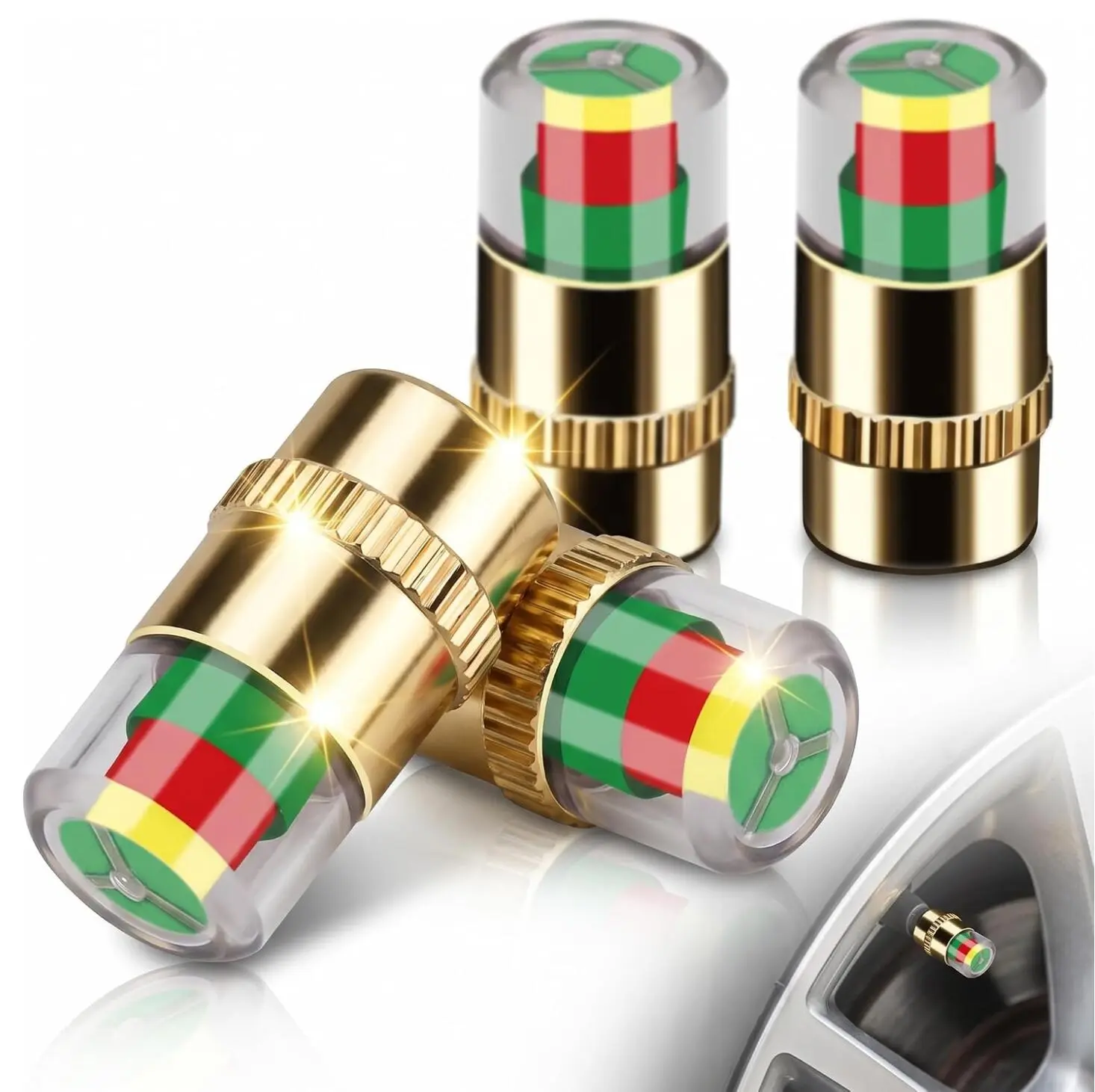 4PCS 2.4Bar 36 PSI Car Tire Pressure Monitor Valve Stem Caps Sensor Indicator Easy to Read 3 Color Eye Alert