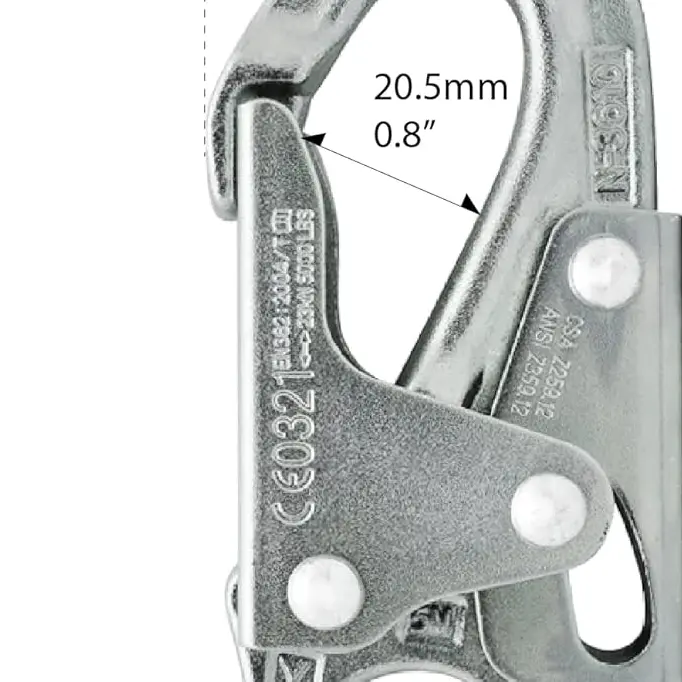 Forged Steel Snap Hook 25KN - Fusion Climb® Maxi-2 - Professional Fall Protection Snap Hook - Heavy Duty Carbon Steel - Double-Action Snap Hook for Safety, Climbing, Rappelling - OSHA