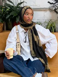 Women's Tie-Dye Long Scarf Muslim Headscarf Soft Comfortable Fashion Versatile Turban Hijab Suitable for Daily Use