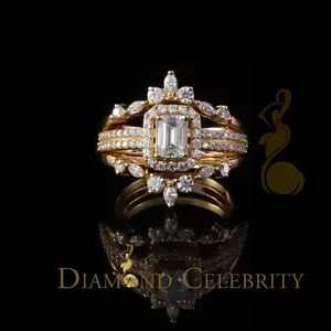 Silver wedding Ring- DiamondCelebritees Solitaire Enhancer Guard Wrap Ring Insert 2CT Moissanite 925 Silver Yellow SZ 7