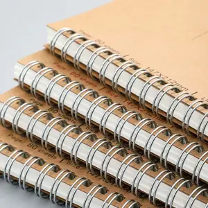 (4 Pcs) A5 Kraft Paper Notebook, Student Diary Journal, Metal Coil Binding, Thick Office Record Book, 25k Pages