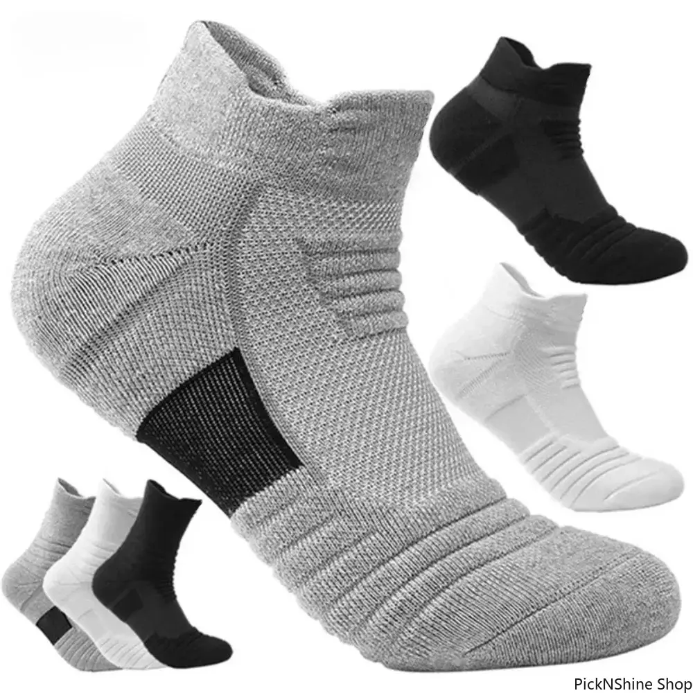 Men's 3-Pair Braided Cotton Athletic Tube Socks - Short & Long Tube, Breathable Fabric, Antislip Traction, Deodorizing, for Running, EU 39-45 One Size