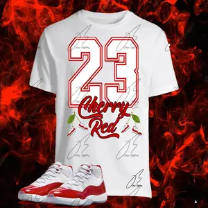 Shirt To Match Jordan 11 CHERRY RED, 23 Unisex Graphic Tee,Best Gift,Birthday,Sneaker Match,Kicks,Release,Adults & Kids,Menswear,