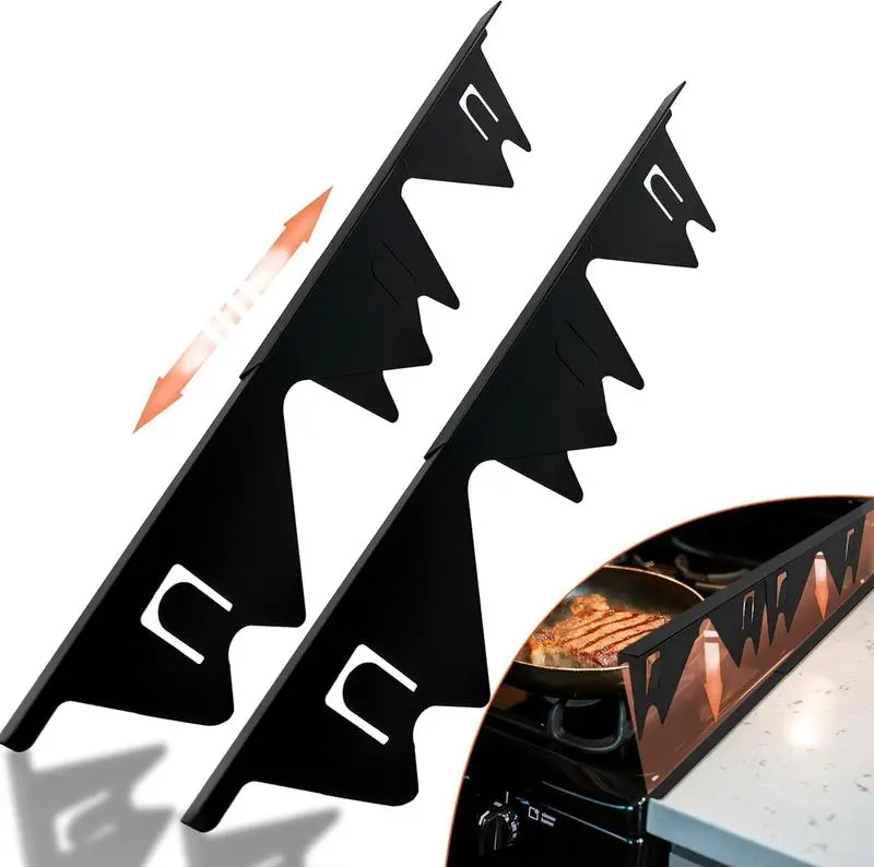 Stove Gap Filler, Range Trim Kit,Stainless Steel Stove Gap Covers, Stove Gap Guards, Heat Resistant and Easy to Clean, Easy retractable Length 13.8" to 27.5", Width 0.79"(2PCS)