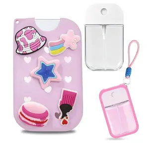 Reusable Refillable Hand Sanitizer Spray Bottle, 1oz/50ML Leak-Proof Empty Sprayer with Silicone Cover, Funnel & Clip, Portable Travel Size